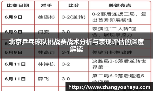 北京乒乓球队挑战赛战术分析与表现评估的深度解读